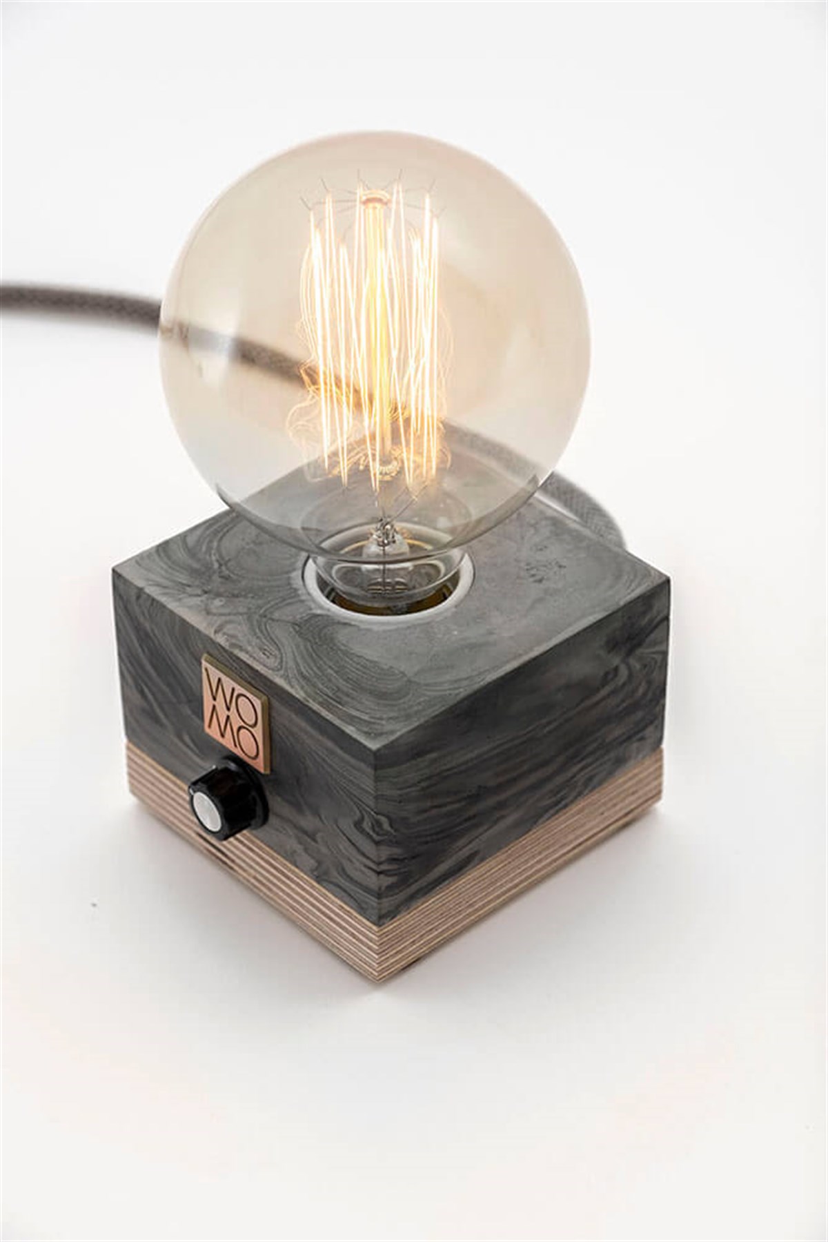 Marble Patterned Concrete Table Lamp with Dimmer - Globe